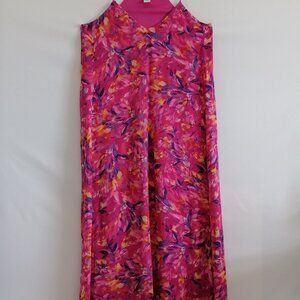 Nicole Miller Womens Pink Muted Floral Charmeuse Satin Slip Maxi Dress Size L
